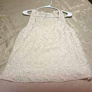 NWOT Lauren Conrad pink lace sleeveless top with razorback large.